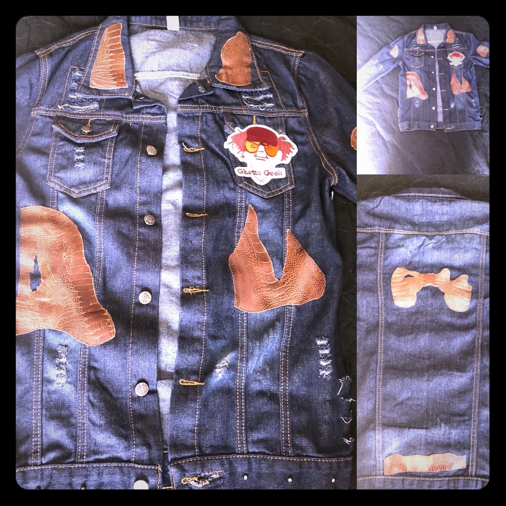 Men’s Ghetto Geek Ltd Distressed Jean Jacket